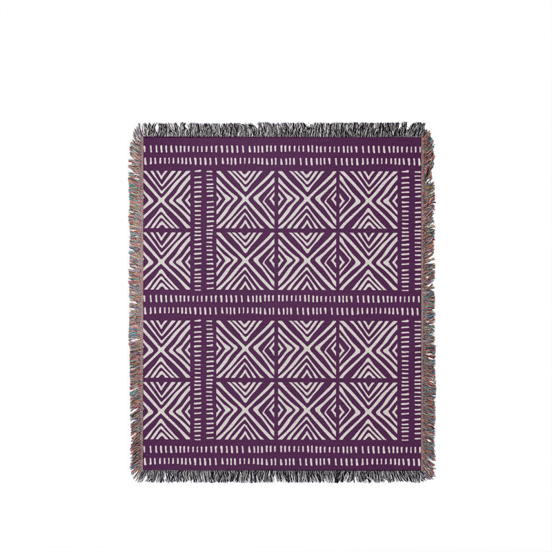 Jeté en coton Thora Tribal, 50 x 70, Mauve
