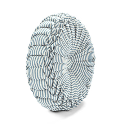 Farmhouse Ticking Stripe Yarn Dyed  Pleated Round Pillow Cover & Insert