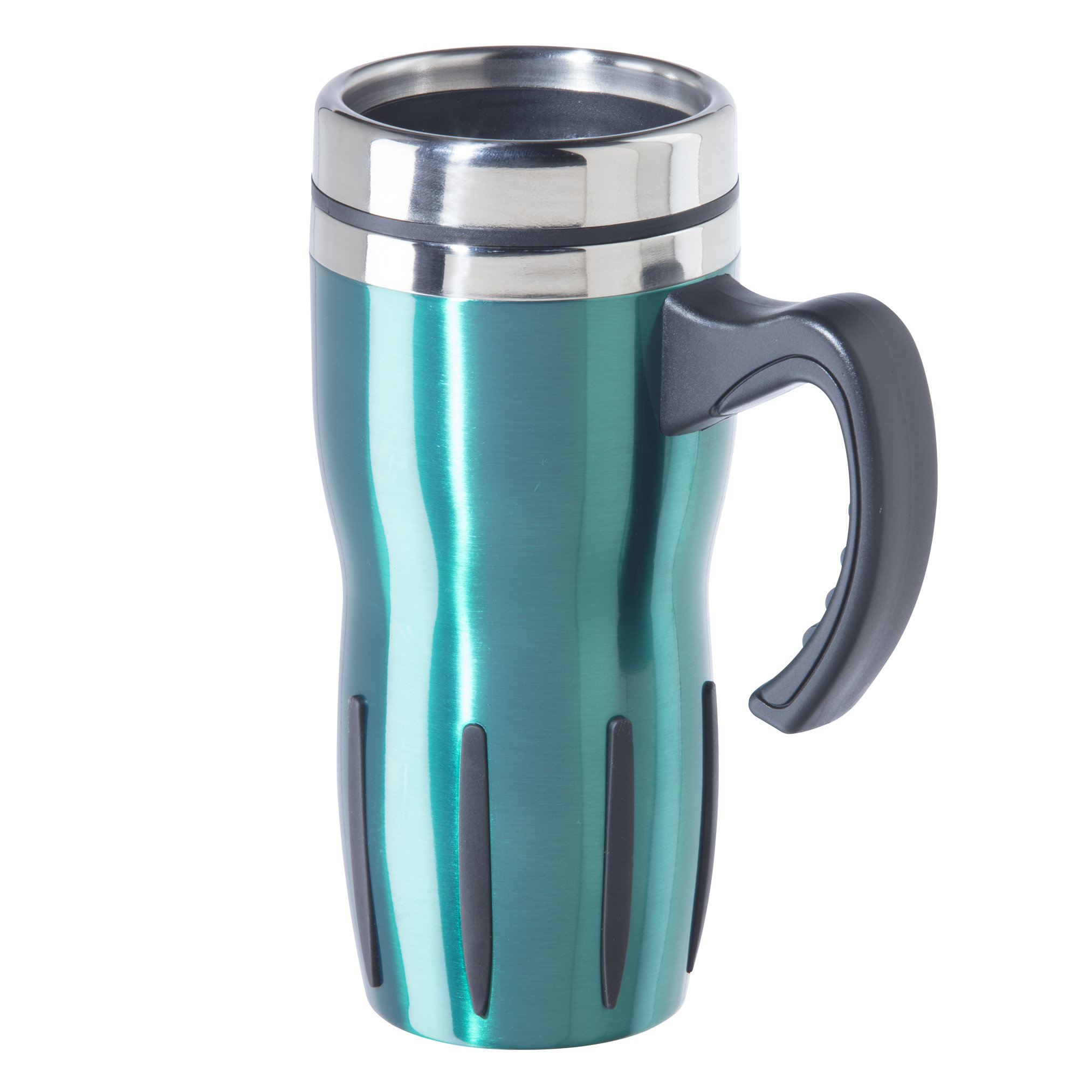 Oggi MultiGrip Stainless Steel Thermal Travel Mug - Peacock, 16oz, with Slide Open Lid for Hot and Cold Beverages.