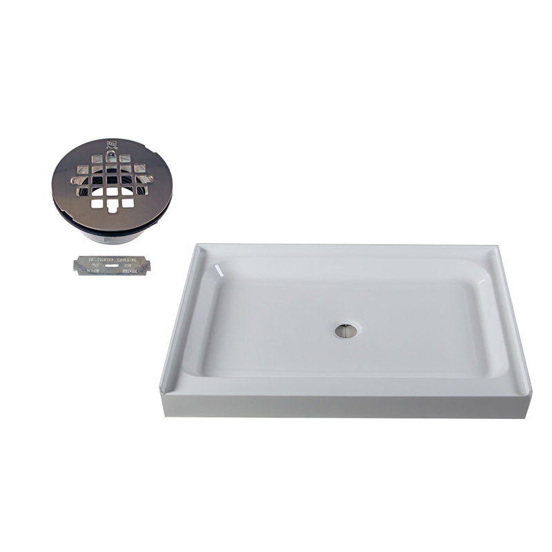 48'' W 36'' D Rectangular Single Shower Base, Polished Chrome