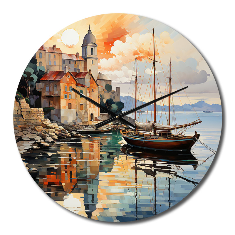 Port côtier de la tranquillité I - Horloge murale nautique et de plage, Petit