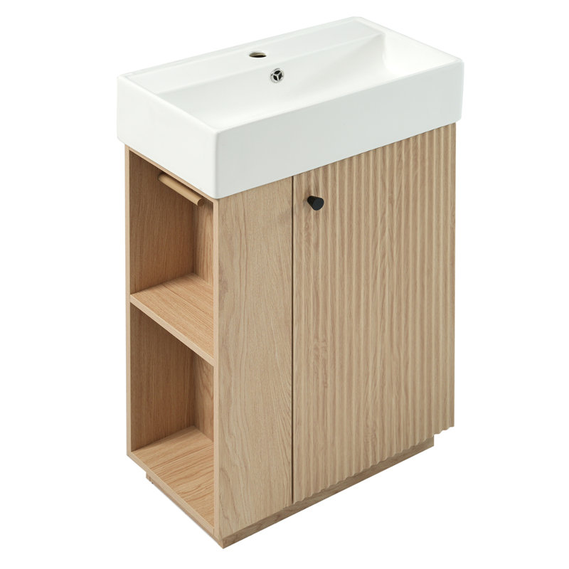 bathroom vanity with ceramic sink