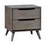 Table de chevet de style Mid-Century moderne de couleur grise 1 pièce avec pieds fuselés et 2 tiroirs-1191558608