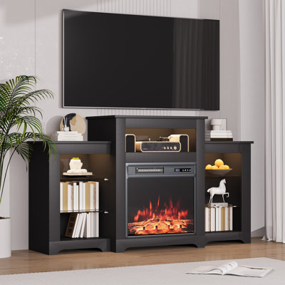 Meuble télé avec foyer électrique de 55 po pour téléviseur de 65 po ou moins Lark Manor