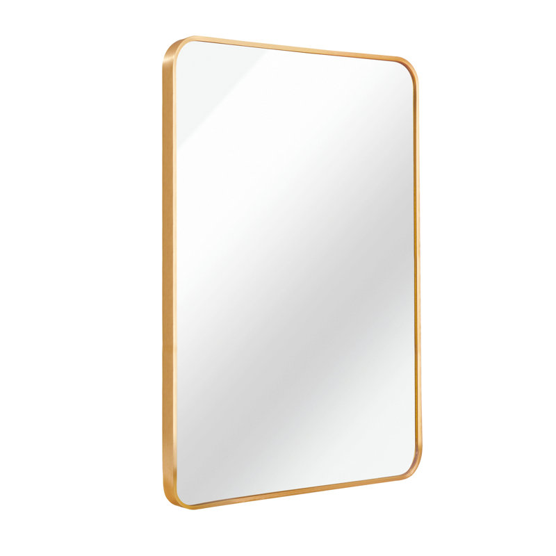 22X30 Inch Metal Framed Rectangular Bathrrom Mirror For Wall, Gold, 30" x 22"