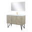 Meuble-lavabo rustique en acacia 48 po X P 20 po , Comptoir en quartz blanc, ensemble de robinets en or rose et Miroir