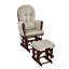 Fauteuil coulissant et repose-pieds en bois espresso et tissu beige