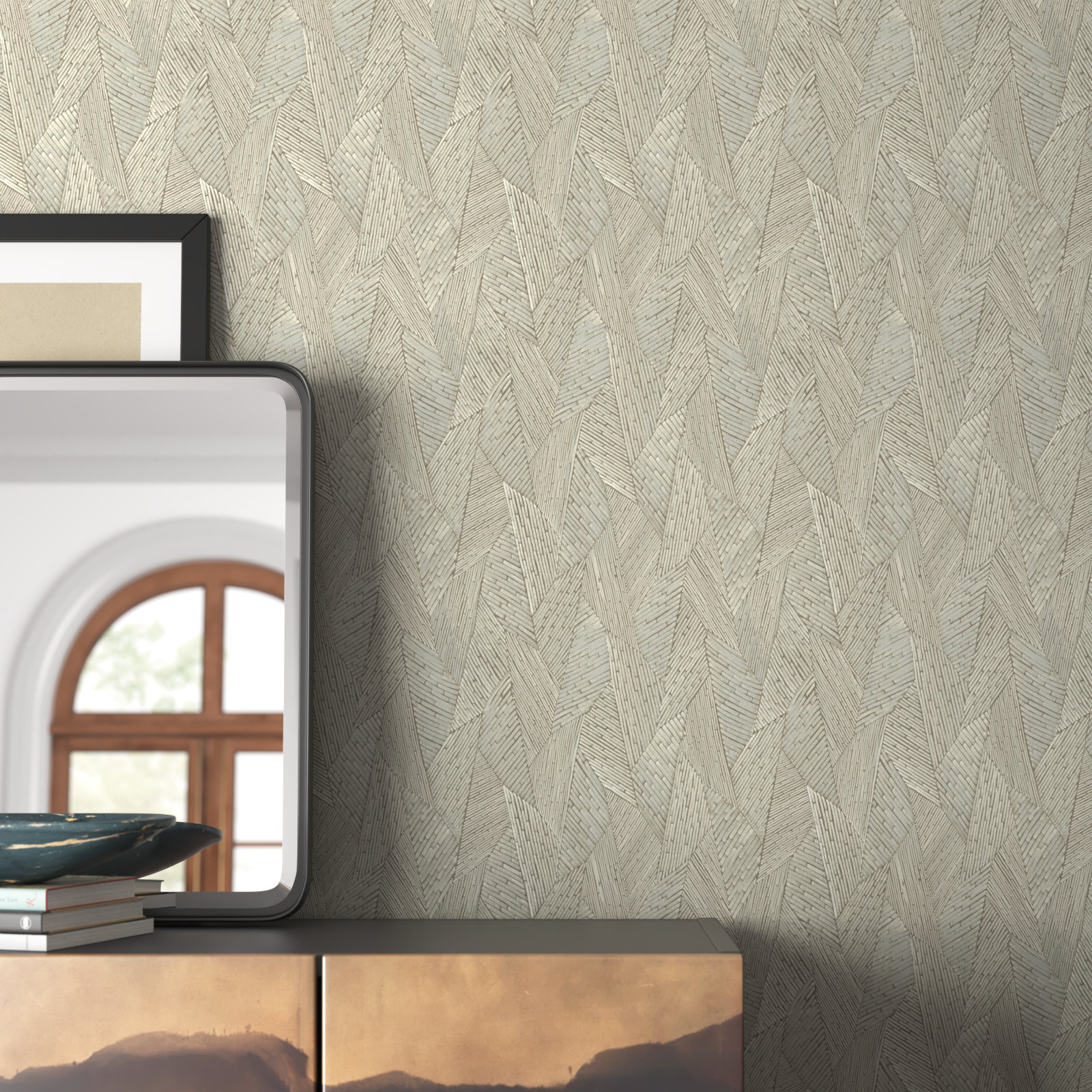Peel & Stick Geometric Roll, Brown/Taupe