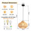 Rattan Pendant Light, Natural Wicker Shade, Iron Frame, Adjustable Height, E27 Socket, 48 Cm Diameter, For Dining Room Living Room (Bulb Not Included)