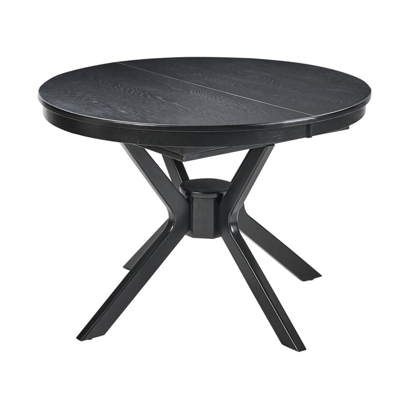 Extendable Oval Solid Wood Base Dining Table, Black