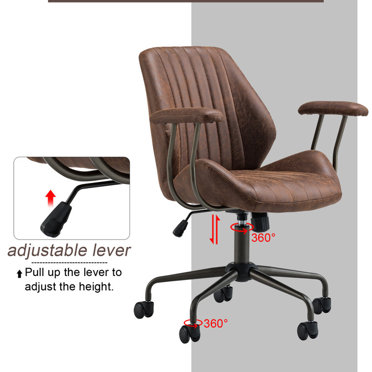 Raybourne Ergonomic Suede Task Chair with Padded Arms