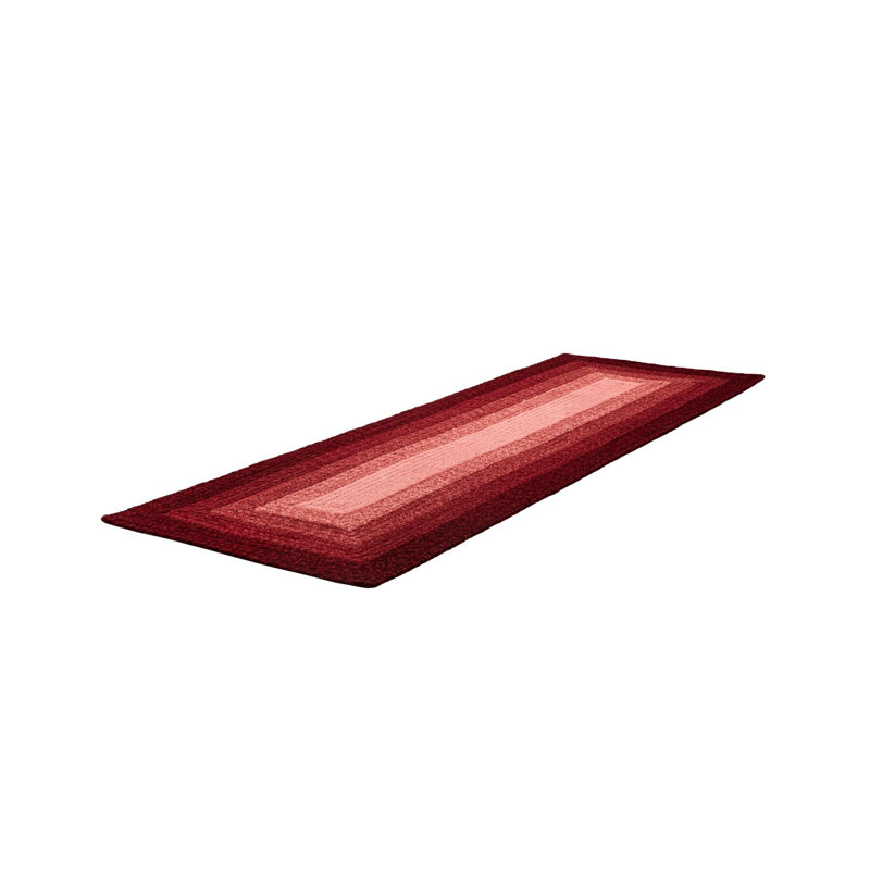  Ombre Hand Braided Wool Rug, Runner 2' x 6'1", Red