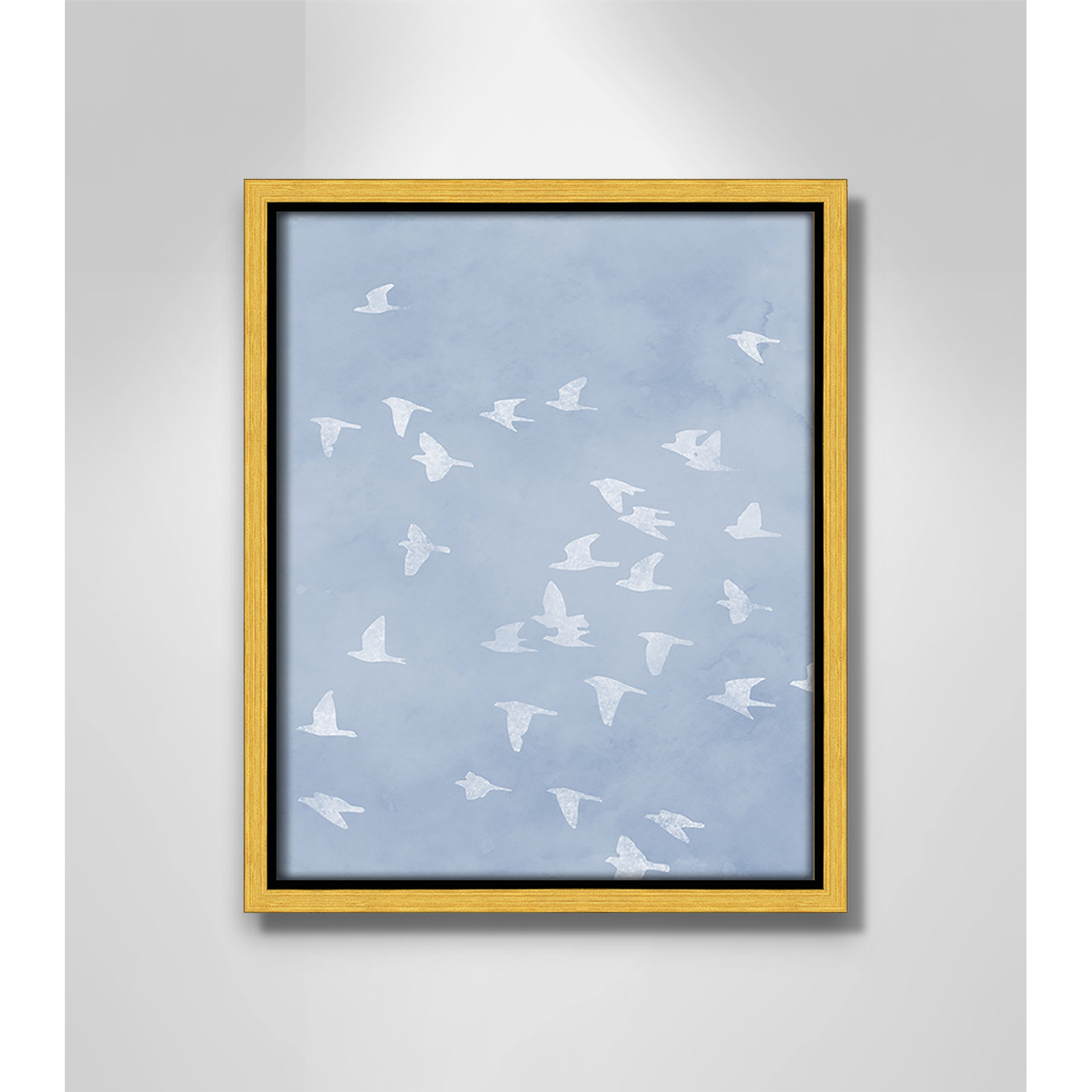 Flying Friends Print by Marcus Prime, 9.5'' W x 11.5'' H, Gold Floater