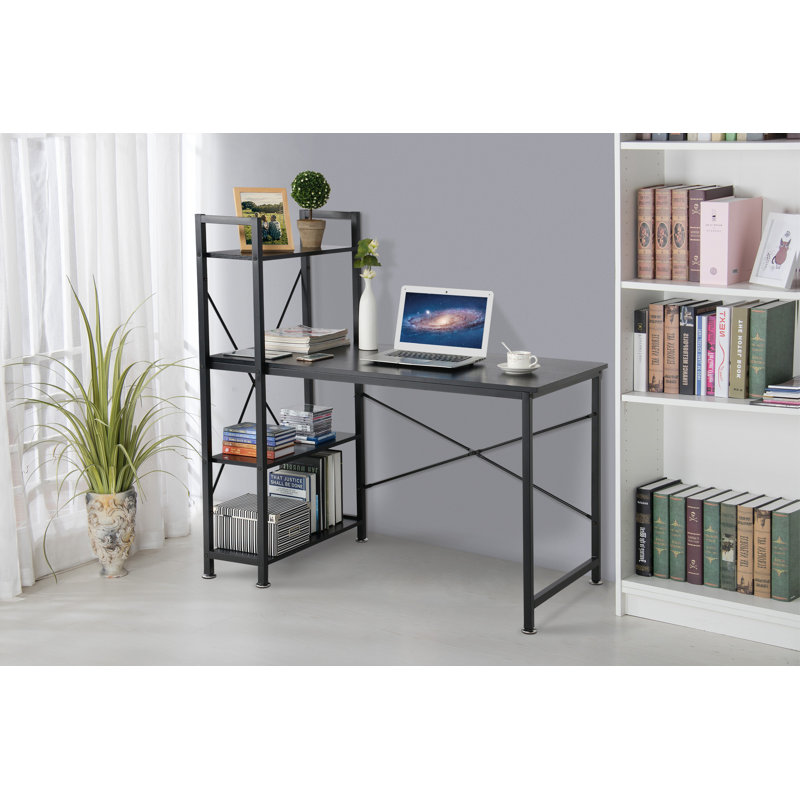 Modern Computer Desk with Storage Shelves & Spacious Work Surface – Home Office Writing Desk, Engineered Wood, Easy Assembly