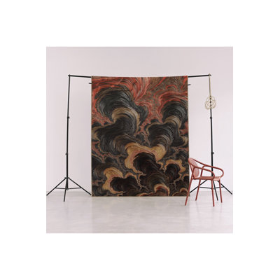 Dark Toned Multi Colored Abstract Smoke Cloud Patterned Creative Modern Decorative Rug Machine Washable