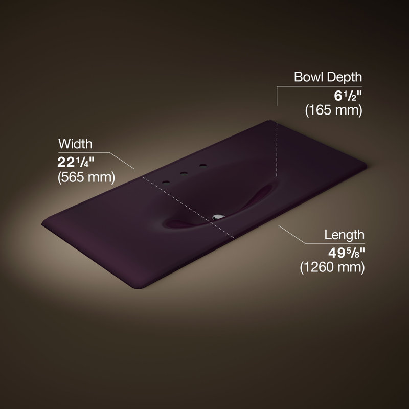 Iron Impressions® 50" Single Bathroom Vanity Top, Widespread, Black Plum
