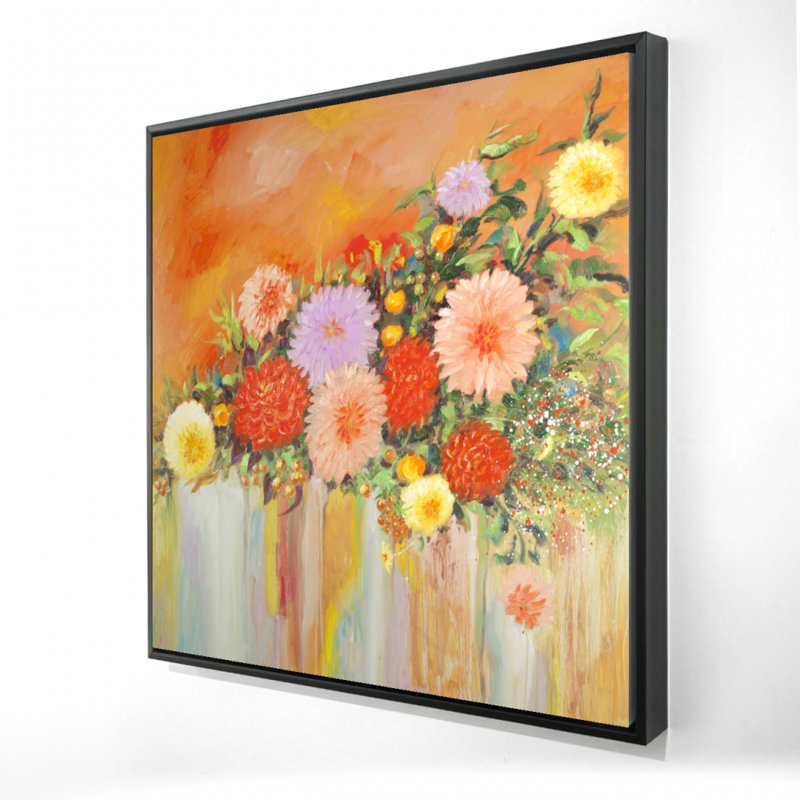 Toile abstraite contemporaine à motif floral | Décor de fleurs colorées