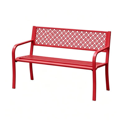 Garden Bench for 2 Persons, Heavy Duty Steel Patio Bench (790 lbs Capacity), Weather Resistant Seating with Geometric Backrest, Outdoor Furniture for Yard