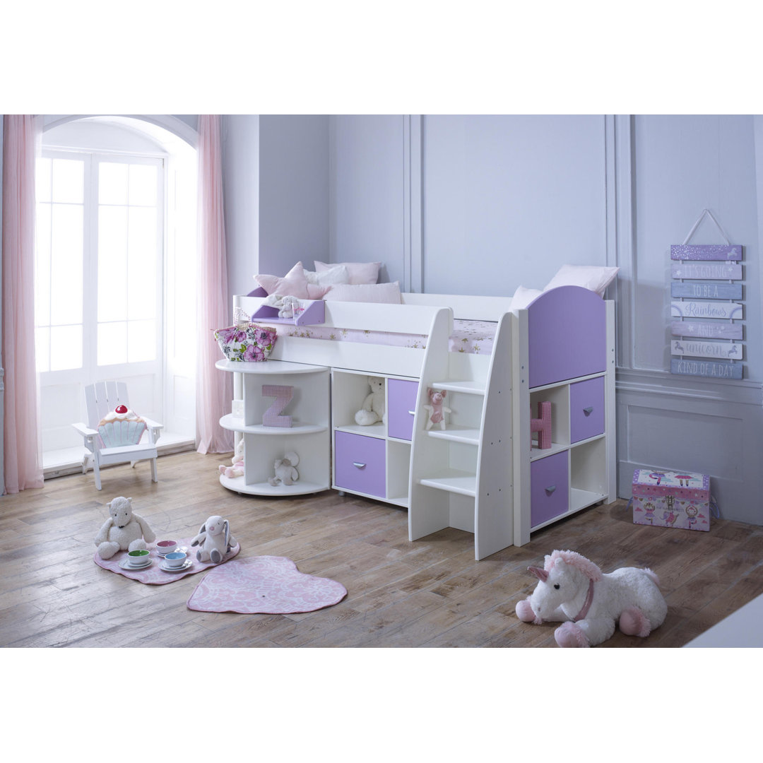 Richas European Single (90 x 200cm) Mid Sleeper Loft Bed Bed with Built-in-Desk