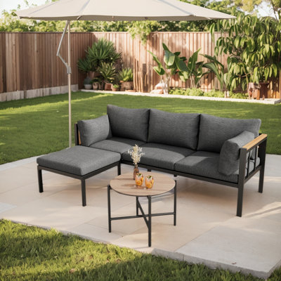 182.5cm Wide Straight Metal Patio Sectional Set