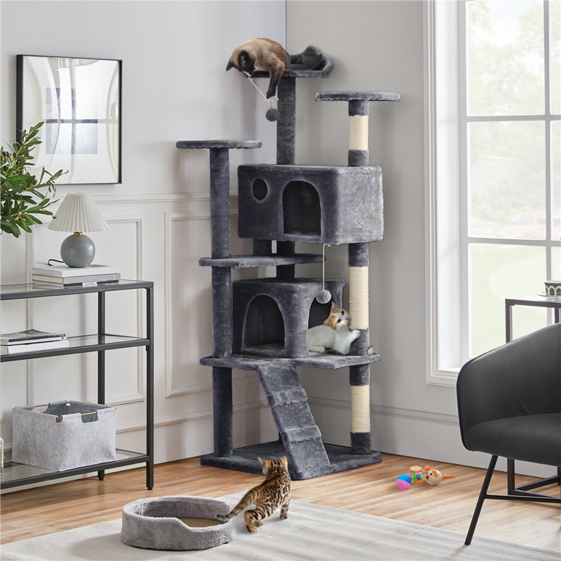 Cat Tree, Dark Grey, 178cm H x 55cm W x 55cm D