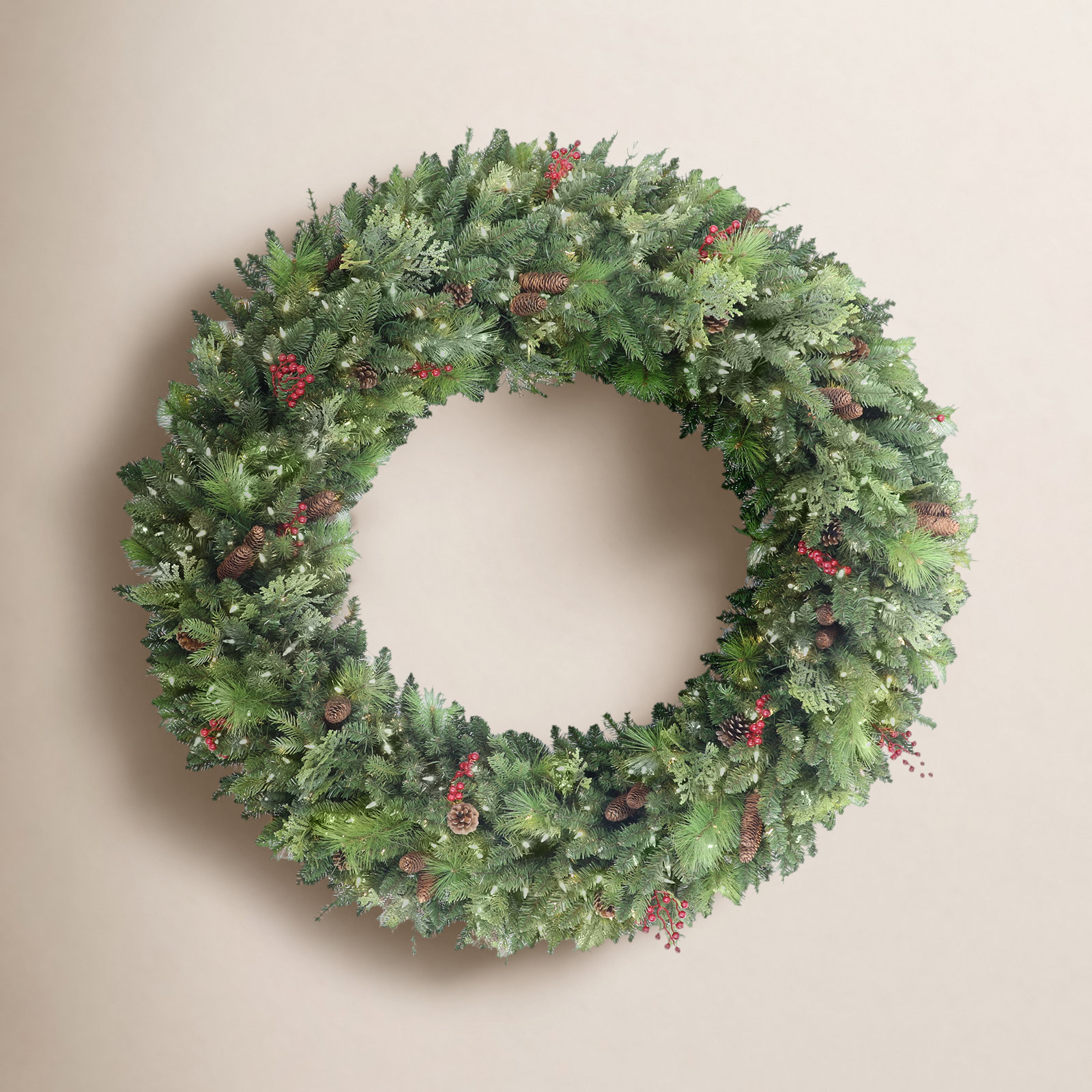 72'' Faux Pine Lighted Wreath, 60" x 60"