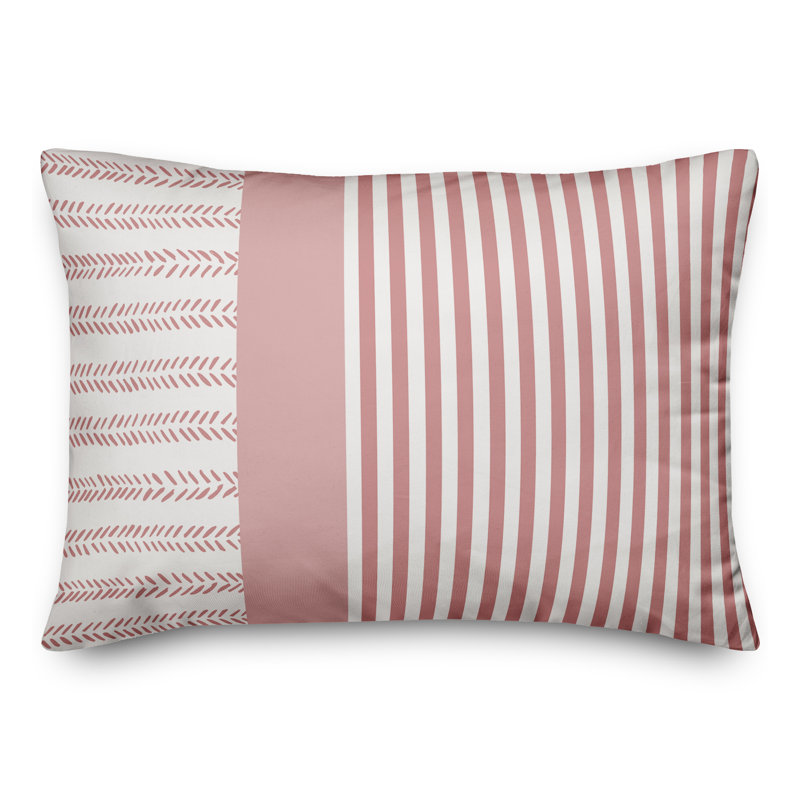 Linework Pattern 18 Outdoor Rectangular Pillow Cover & Insert, Pink