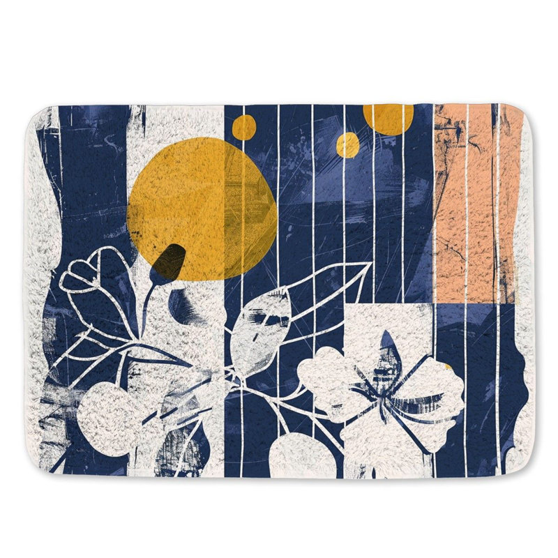 Motif de salle de bain abstrait floral, Simple - L 34 po x l 21 po
