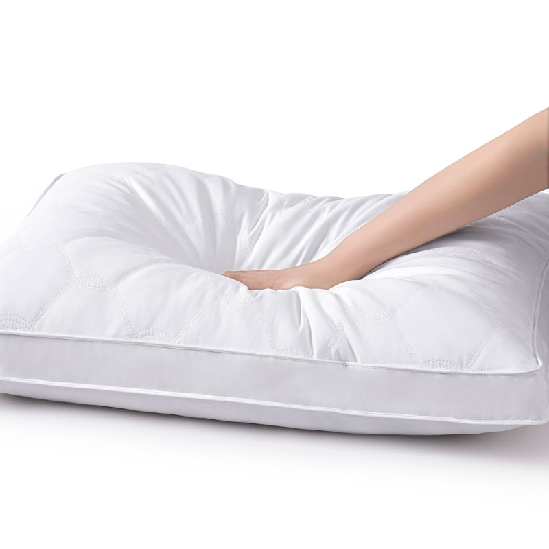 Standard White Quilted Gusseted Feather and Down Pillow Set
