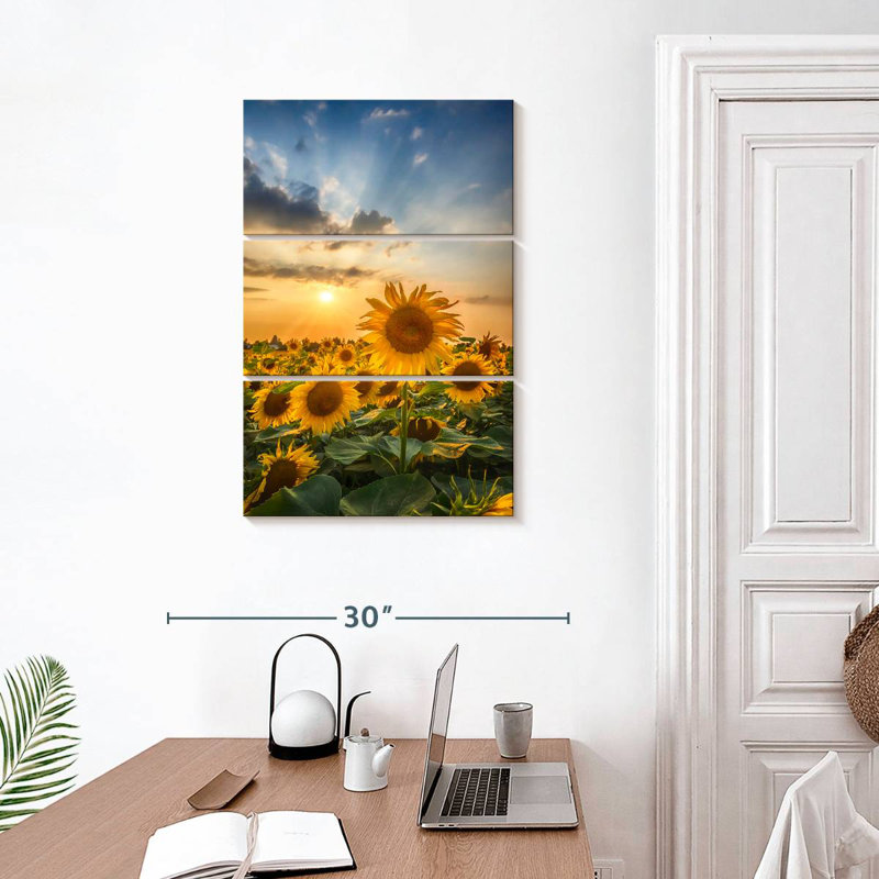 Harnek Sunset With Beautiful Sunflowers, 32" H x 20" W