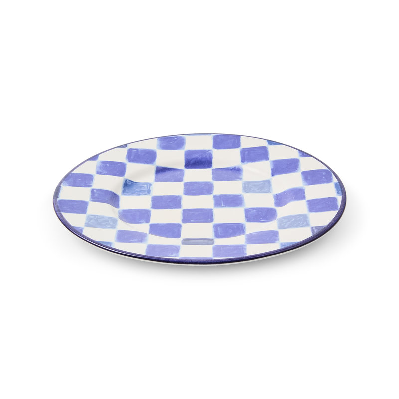 Check Salad Plate, Purple/White