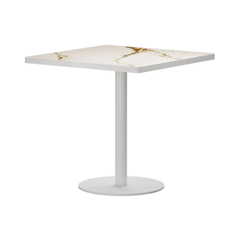 Table carrée bistro moderne tulipe 31,5 pouces avec plateau en faux marbre, facile à assembler, structure en métal robuste