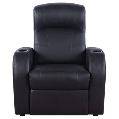 Black Upholstered Recliner With Cup Holder