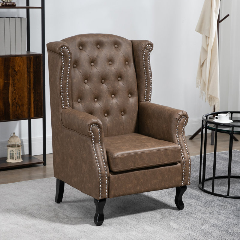 Daliza Faux Leather Wingback Chair, Brown