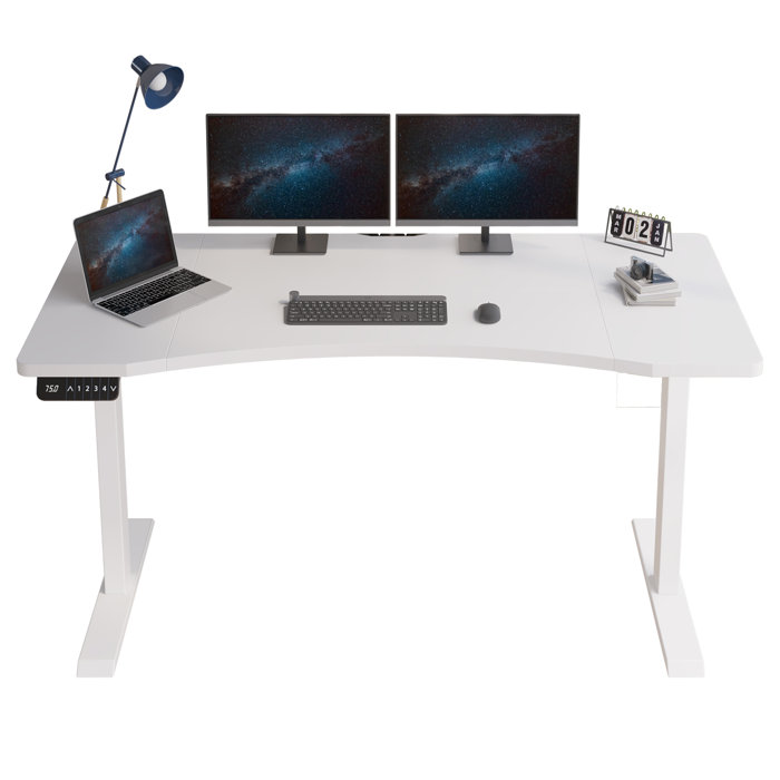 Inbox Zero Latysha Dual Motor Electric Height Adjustable Curved ...