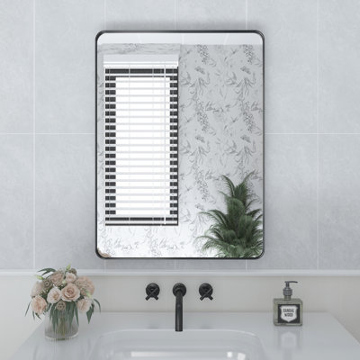 Lesamuel Filleted Corner Wall Mounted Bathroom and Vanity Mirror With Aluminum Frame