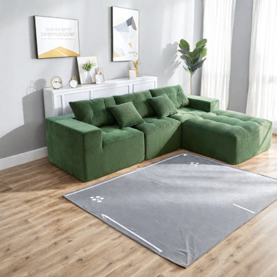 Canapés d'angle modulaires en velours côtelé, 3 places confortables pour salon