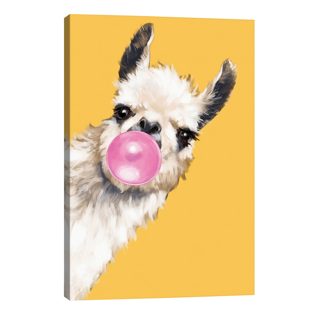 Sneaky Bubble Gum Llama - Print on Canvas