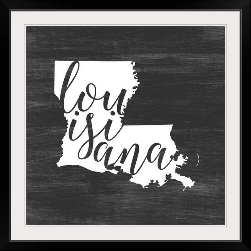 « home state typography louisiana », impression sur cercle intérieur, H 38 po x l 38 po x P 1 po, Cadre noir