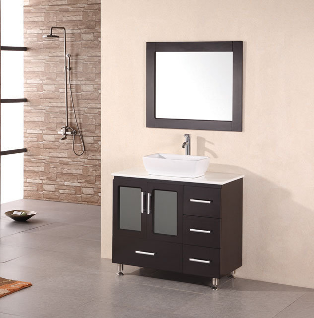 Ensemble de meuble-lavabo de salle de bain simple moderne 36 po avec miroir Pratt