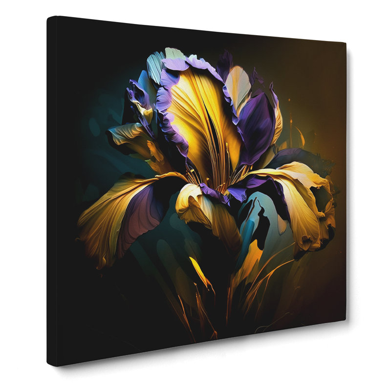 Iris Flower Abstract Expressionism - Wrapped Canvas