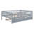 Full Size Wood Daybed With Trundle And Fence Guardrails, Gray-1887820069-1887820089