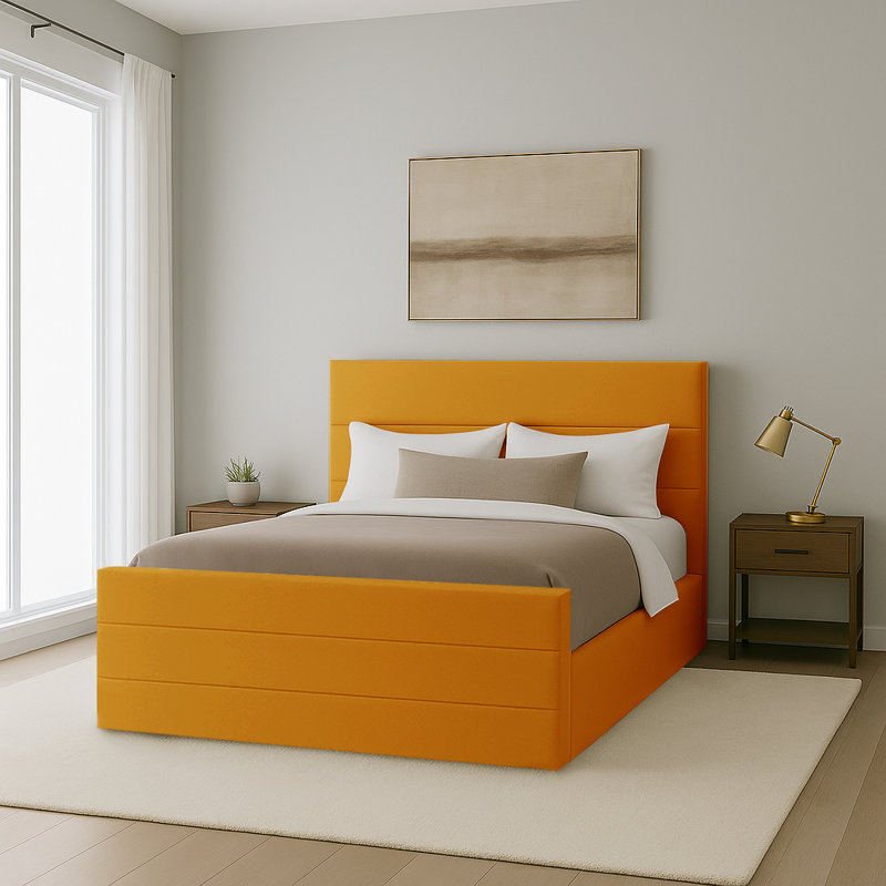Abrytha Upholstered Ottoman Storage Bed, Turmeric, Double (4'6)