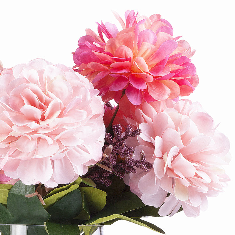 Arrangement floral dahlia dans un vase, Rose