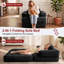 Fauteuil convertible surdimensionné en velours côtelé avec éponge à rebond élevé et coussin-1421469130
