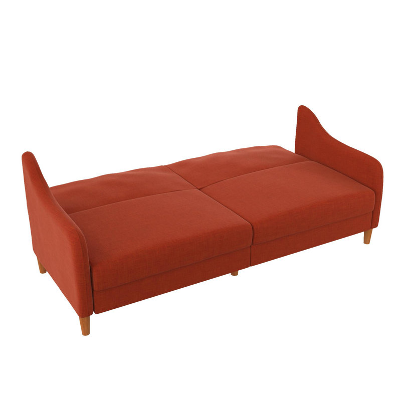 2 Seater Linen Blend Sleeper, Persimmon Orange