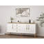 Console moderne, blanche, 70,9 po x 31,5 po x 17,7 po | 100% panneau de particules enduit de mélamine, épaisseur: 0,7 pouce | Pieds en bois, fixation murale, tablettes multiples | Design scandinave pour une décoration intérieure élégante