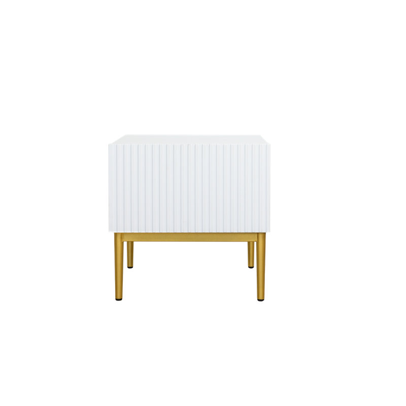 Alantra 46cm W Laminate Bedside Table, White/Gold