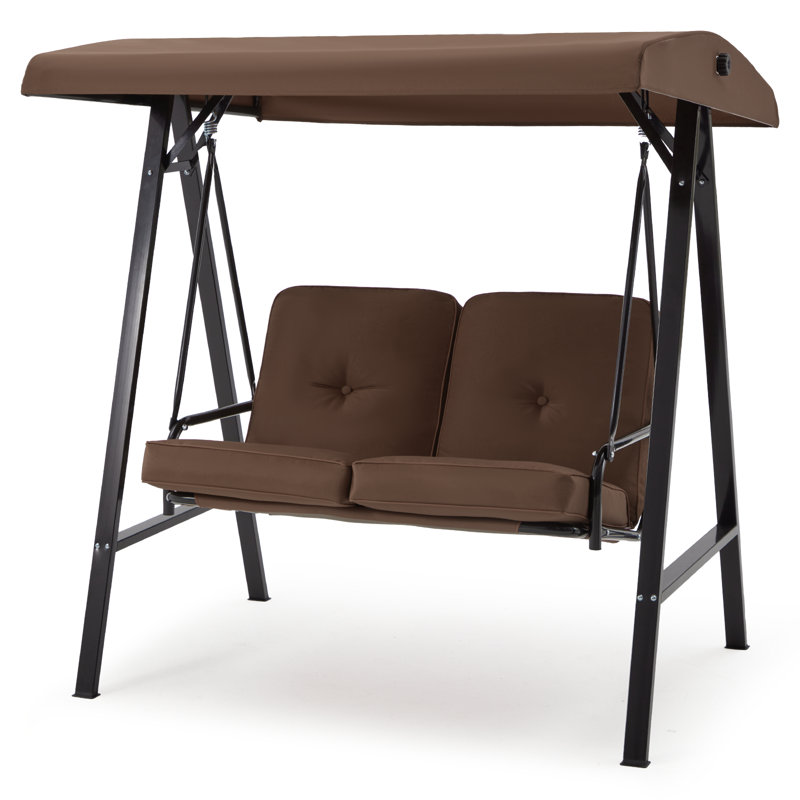 2 Person Porch Swing with Canopy, Brown