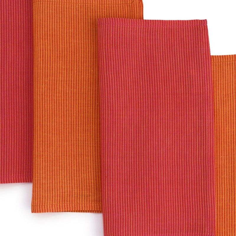 Ensemble de 4 serviettes de table PRIMROSE, Orange / Rouge